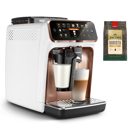 Series 5400 EP5443/70 Espressomaschine, LatteGo Milchsystem, AquaClean Filter, 12 Kaffeespezialitäten und 4 Benutzerprofilen - Weiß/Roségold